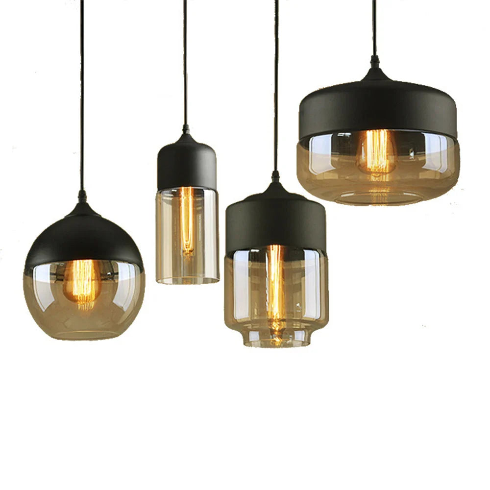 Afralia™ Glass Shade Pendant Light, Industrial Kitchen Restaurant Decor Lighting