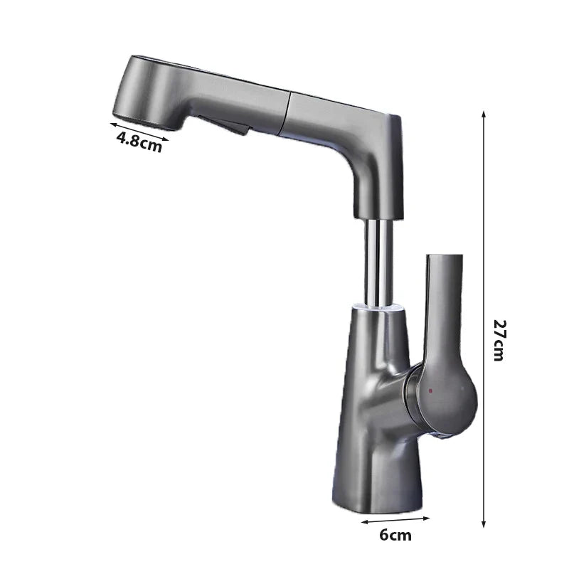 Afralia™ Stainless Steel Pull Out Sprayer Kitchen Sink Faucet 360° Rotatable Water Mixer