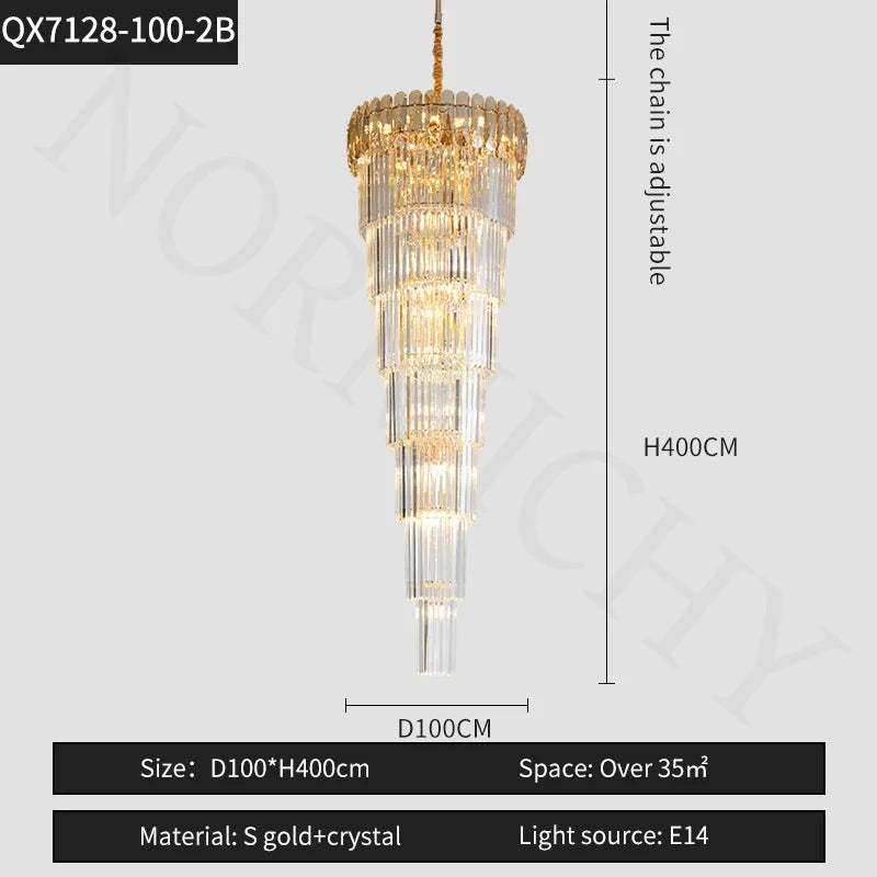 Afralia™ Nordic Duplex Floor Lamp Luxury Villa Pendant Hall Hotel Lobby LED Spiral Staircase