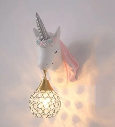 Afralia™ Nordic Unicorn Wall Lamp for Kids Room - Modern, Cute Cartoon Sconce Light