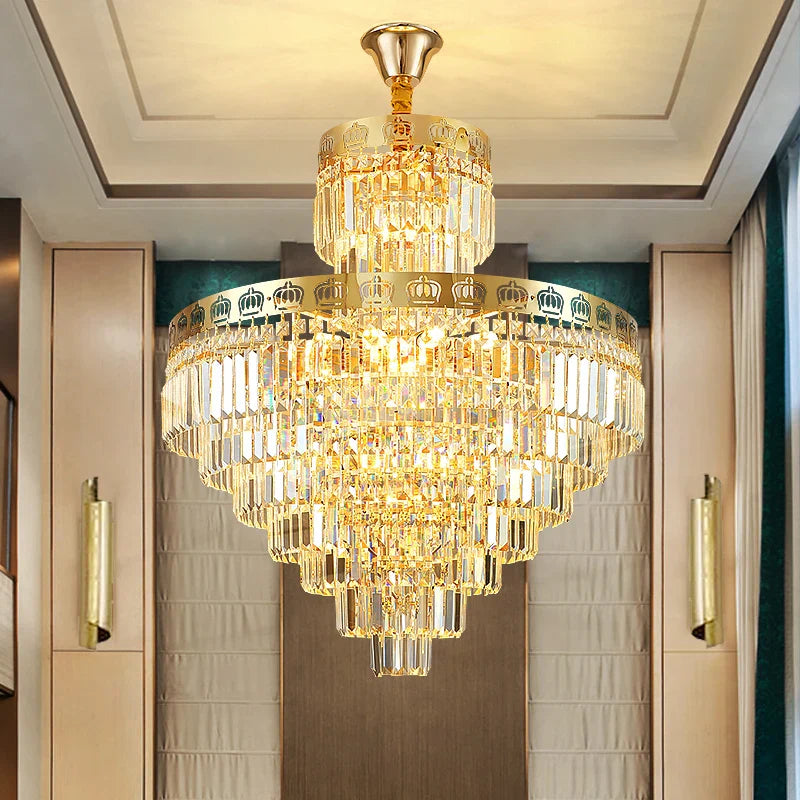 Afralia™ Crystal Duplex Chandelier for Luxury Hollow Living Room Décor