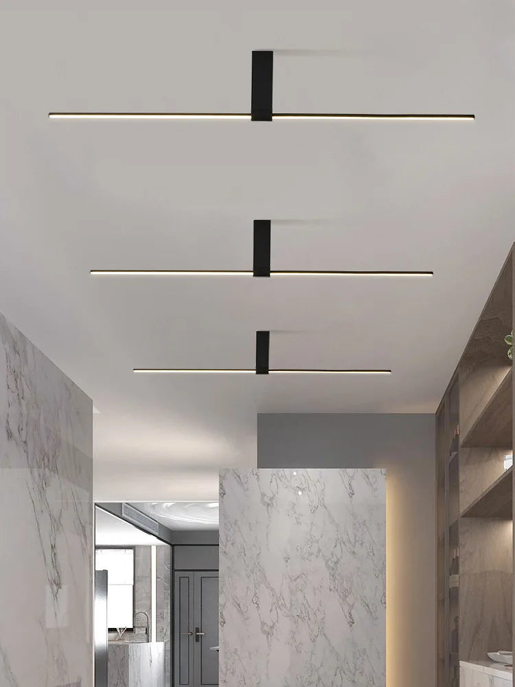 Afralia™ Line Ceiling Light for Dining Room Office Aisle Clothes Shop, 120cm White Gold Black