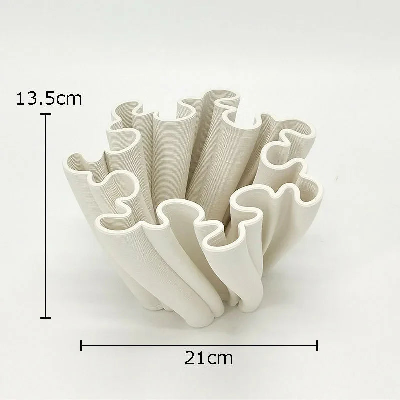 Afralia™ Bud Shape Ceramic Vase Floral Arrangement Desk Decor Modern Artificial Flowers