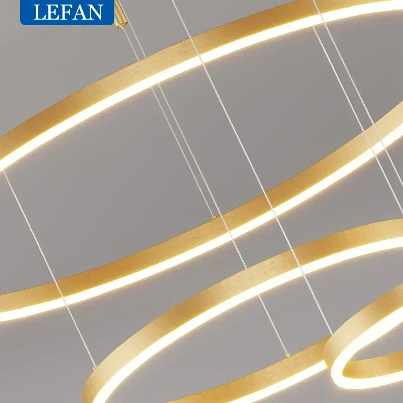 Afralia™ Brushed Rings LED Chandelier: Modern Home Lighting for Living Room & Bedroom