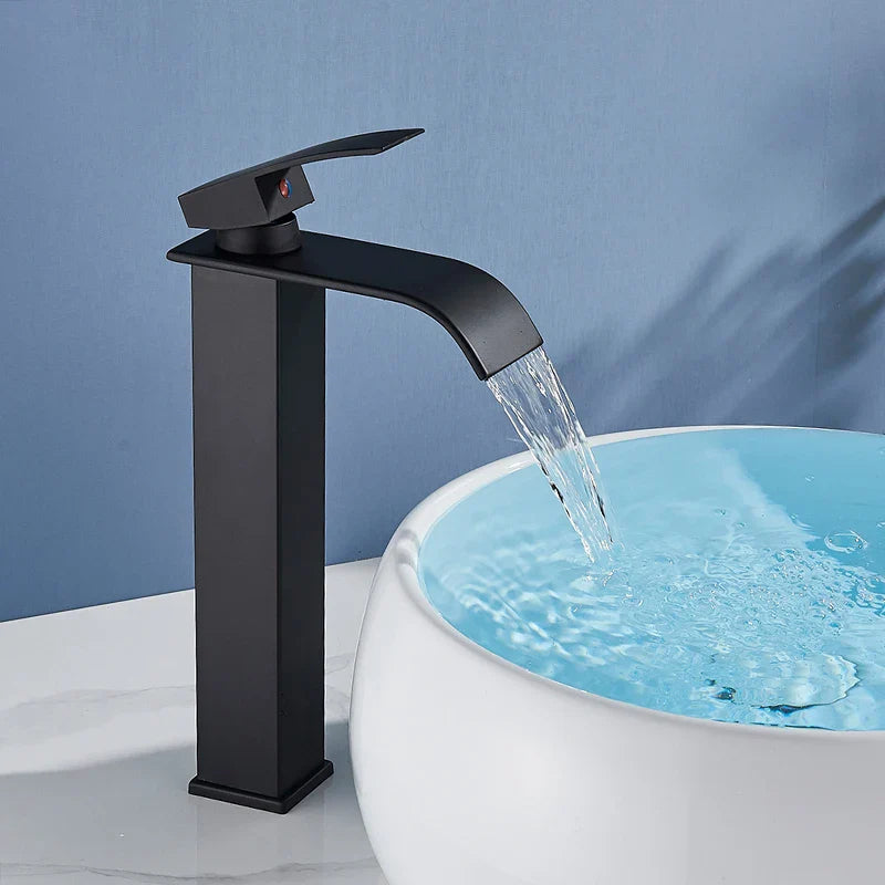 Afralia™ Waterfall Brass Basin Faucet Hot&Cold Mixer Vanity Tap, Deck Mounted Washbasin Taps.