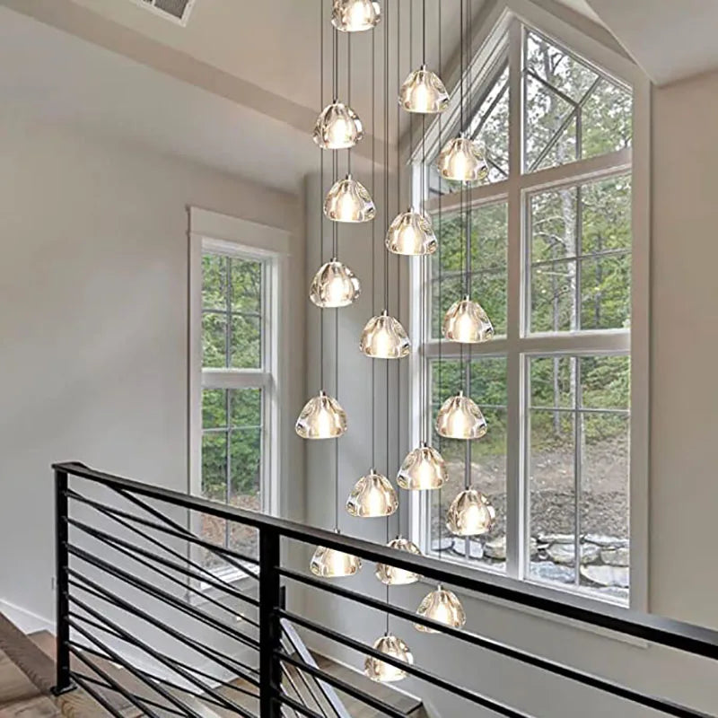 Afralia™ Modern Crystal LED Chandelier for Living Room, Dining, Bedroom, Kitchen, Hall, Loft, Staircase