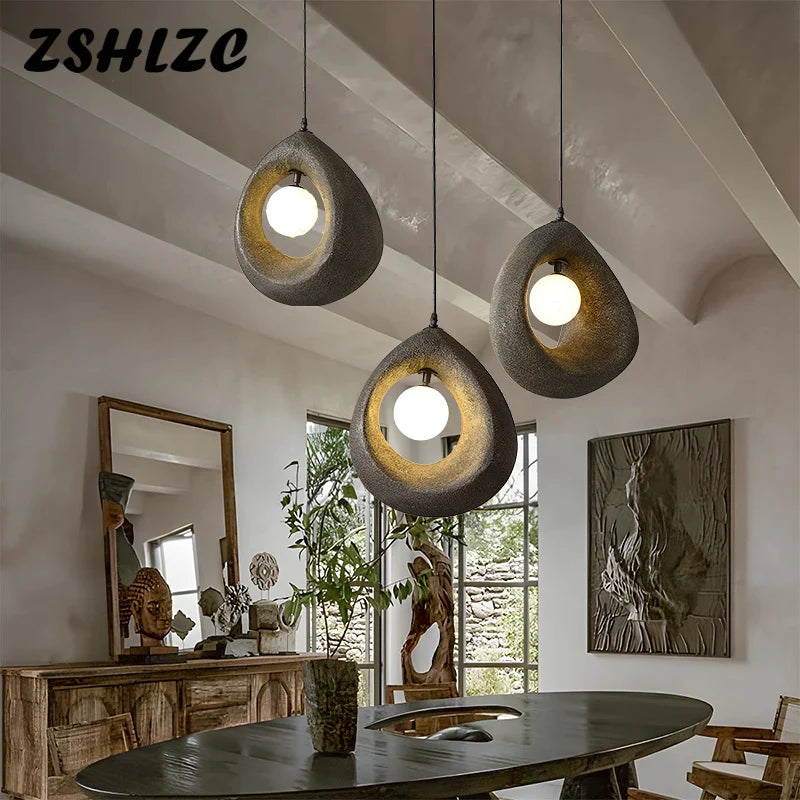 Afralia™ Wabi Sabi LED Pendant Light: Living Room Dining Room Chandeliers for Kitchen, Restaurant, Bar.