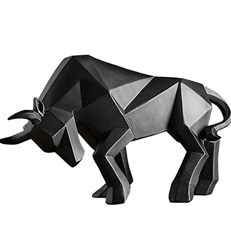 Afralia™ Bull Bison Sculpture Abstract Animal Figurine Decor Ornaments for Home and Office