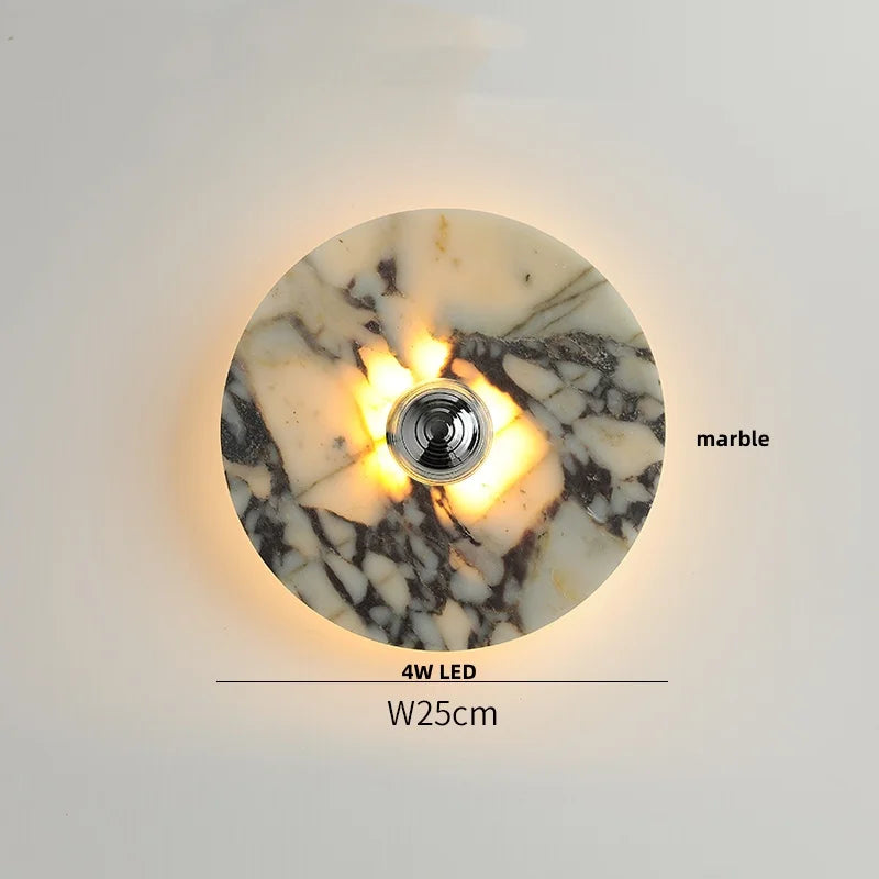 Afralia™ Yellow Travertine LED Wall Lamp, Modern Glass Ball Bathroom Mirror Light