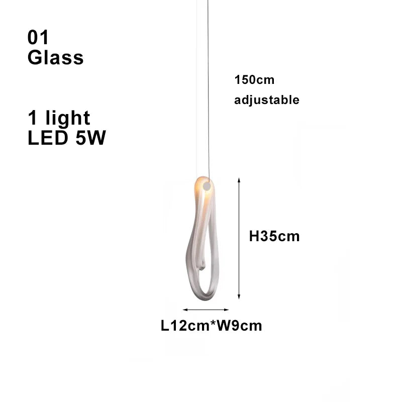 Afralia™ Linear White Glass Chandelier LED Dimmable Bedroom Light