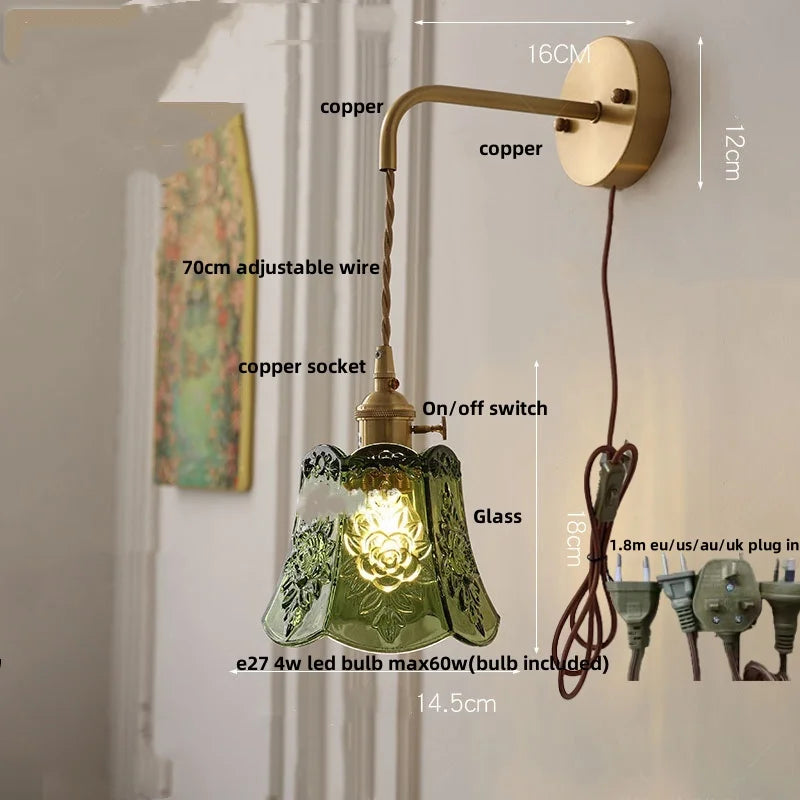 Afralia™ Nordic LED Wall Lights Clear Glass Sconce, Adjustable Study Aisle Bedside Lamp