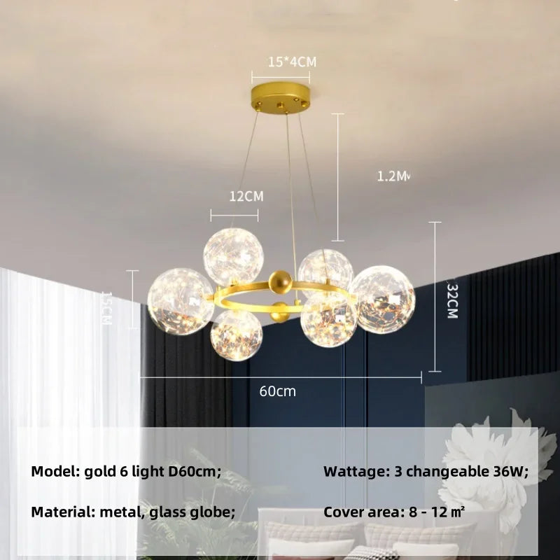 Afralia™ Modern Dimmable Metal Pendant Lights with Glass Globe for Dining Room & Bar