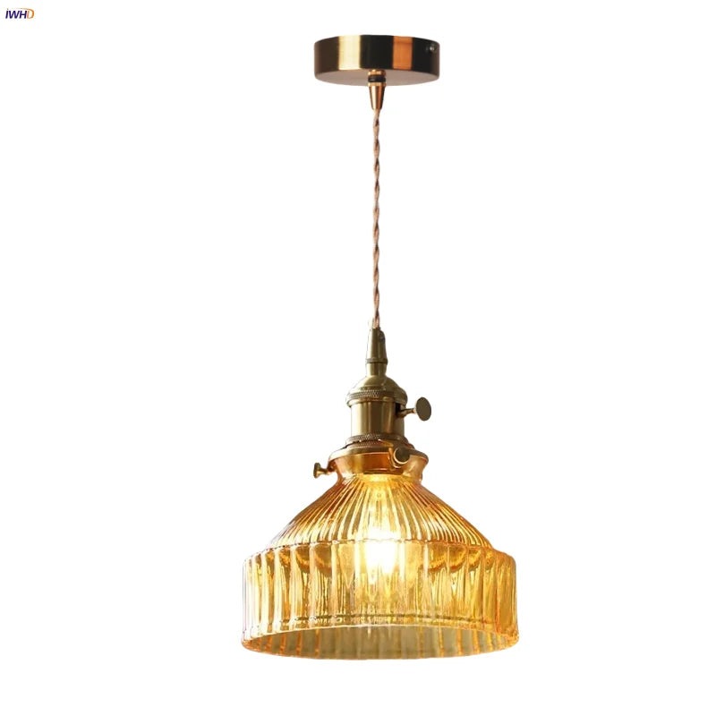 Afralia™ Amber Glass LED Pendant Light Fixture Modern Home Lighting Plafond Lamp