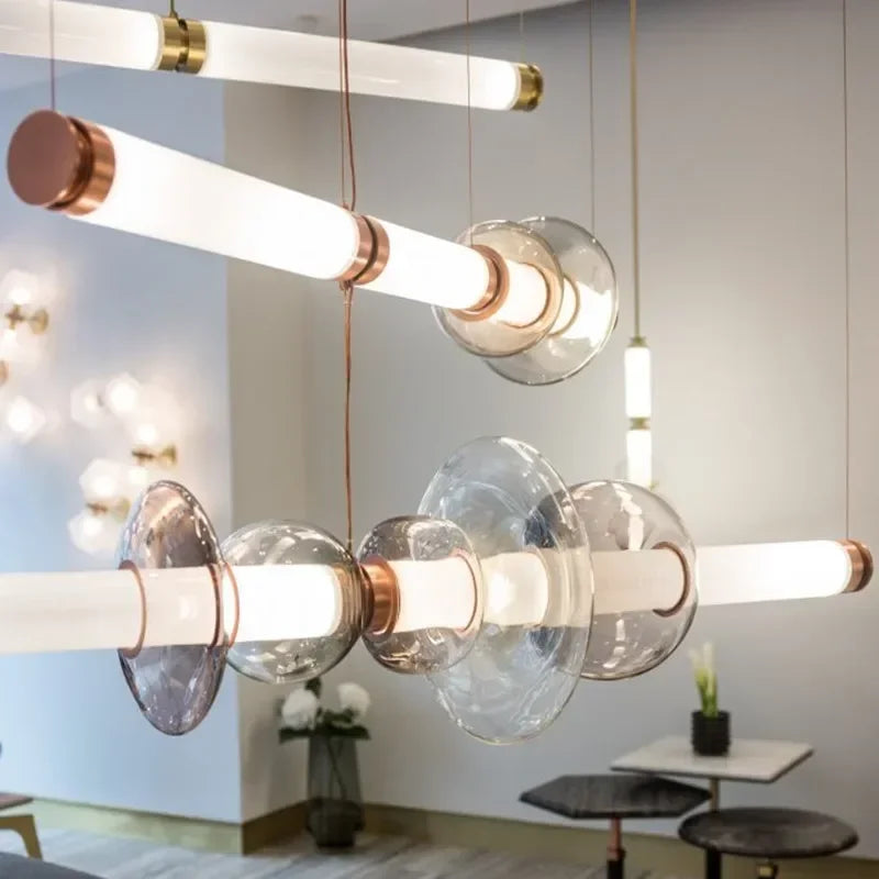 Afralia Luna Glass Chandelier: Postmodern Italian Design LED Lamp for Bedroom & Living Room