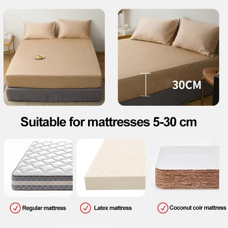 Afralia™ Double Bed Elastic Fitted Sheet - Dust-Proof Microfiber Mattress Cover