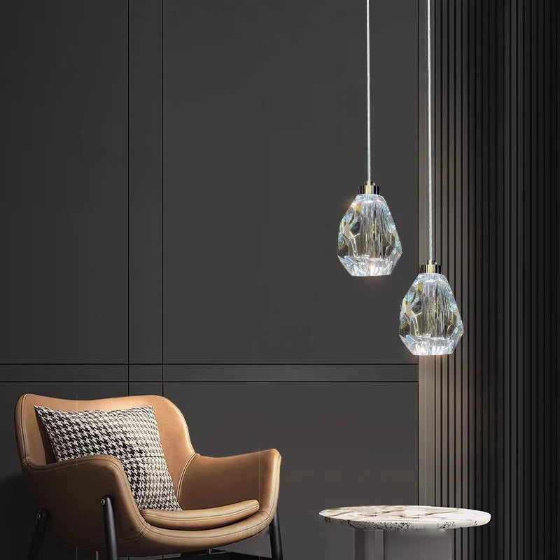 Afralia™ Pink Crystal Chandelier | Sleek Modern Design | Luxury Hanging Lamp for Home