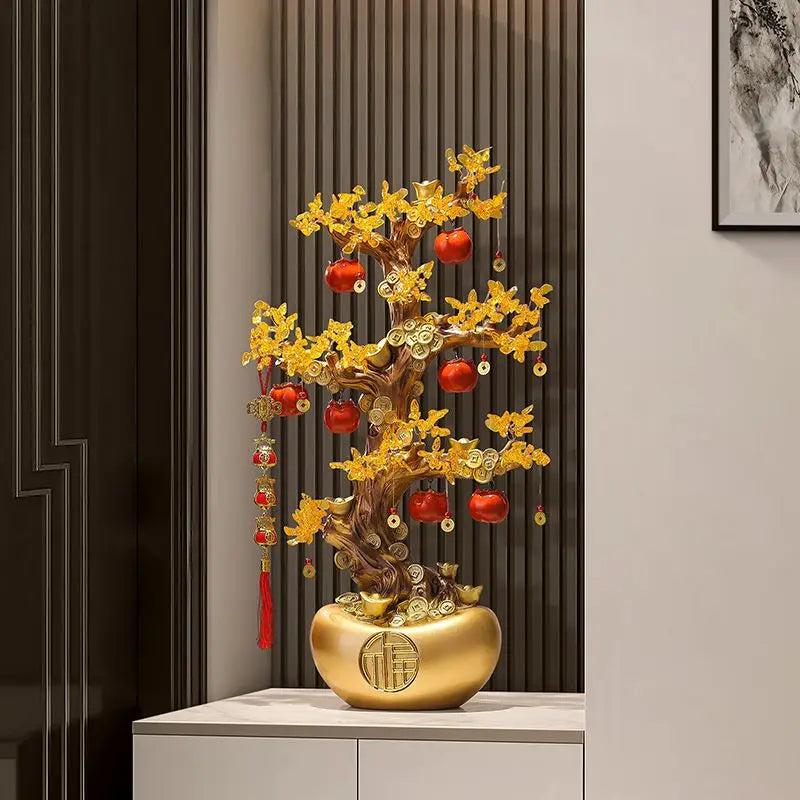 Afralia™ Money Tree Feng Shui Sculpture for Home Hotel Bookshelf Ornament