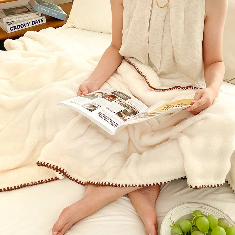 Afralia™ Bubble Velvet Woolen Sofa Blanket - Soft & Warm Multi-Purpose Cover