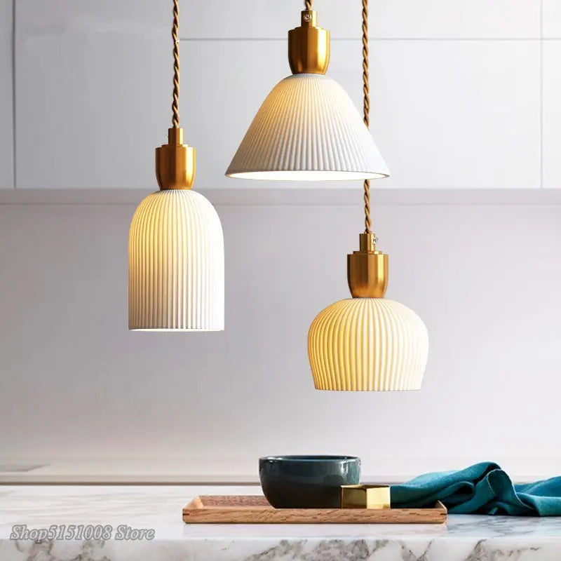 Afralia™ Nordic Ceramic LED Pendant Lamp - Modern Hanging Light Fixture for Home Decor