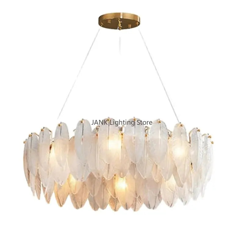 Afralia™ Nordic Feather Crystal Chandelier LED Luxury Interior Decoration Lamp