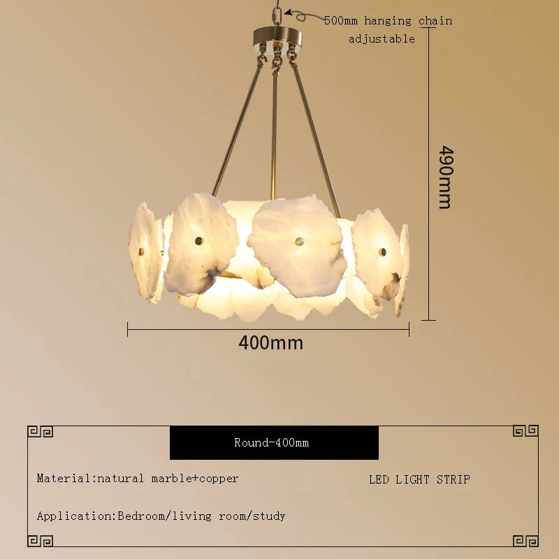 Afralia™ White Marble Copper Pendant Light Modern Chandelier for Dining Room