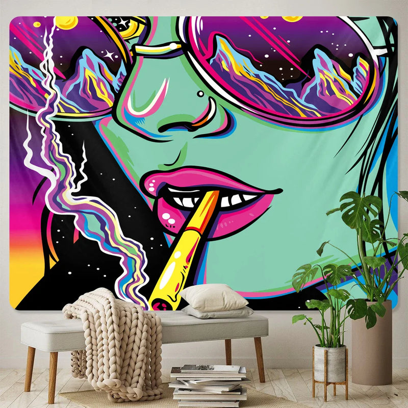 Afralia™ Psychedelic Graffiti Tapestry: Hippie Room Decor Wall Hanging.