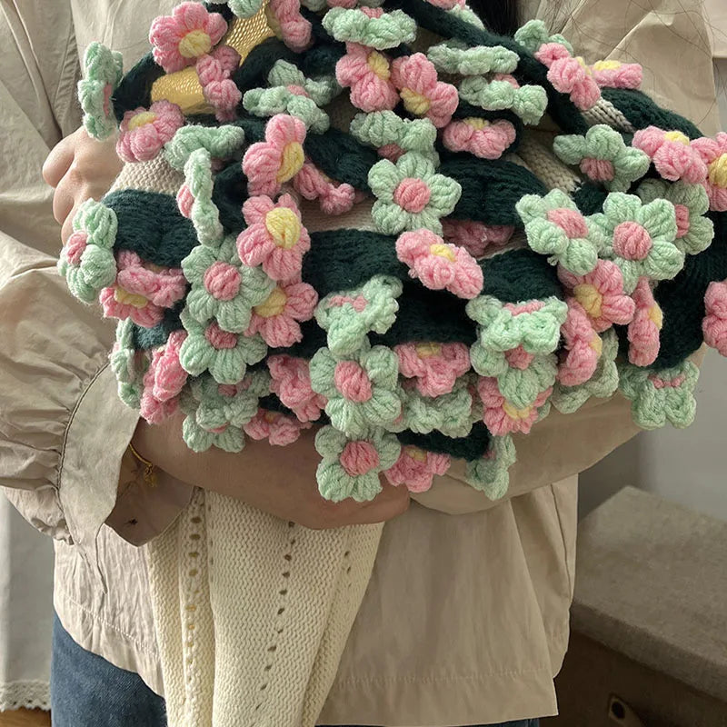 Afralia™ Elegant Daisy Bouquet Soft Blanket for Office Sofa, Multi-Functional Nap Shawl & Cushion