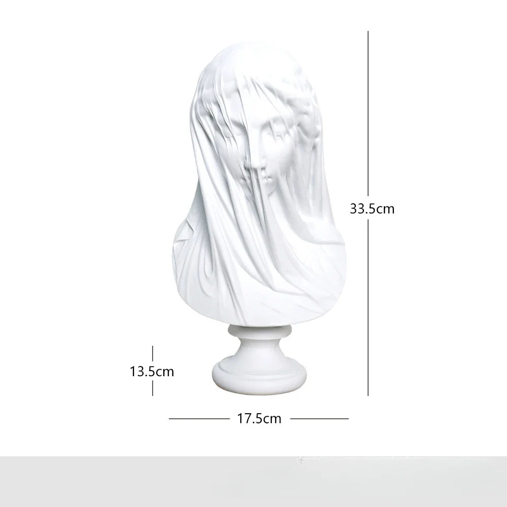 Afralia™ Veil Girl Caped Lady Abstract Bust Sculpture Figurine for Home Decor