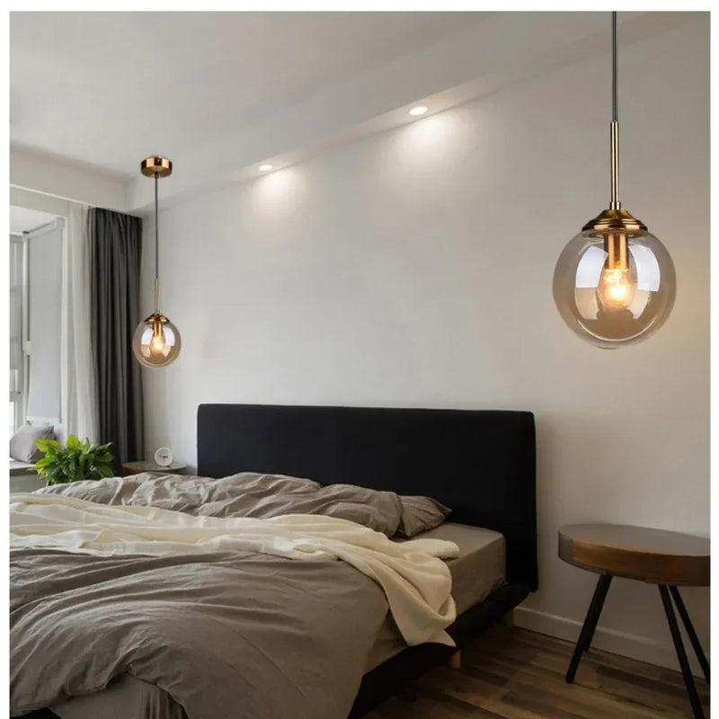 Afralia™ Modern Glass Ball Pendant Chandelier for Home Decor