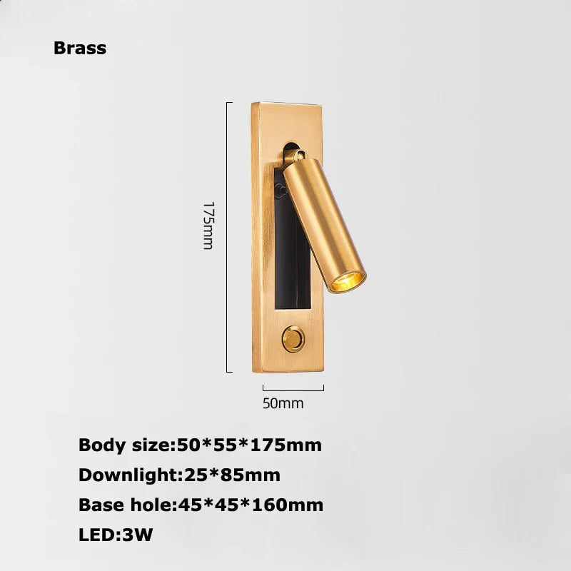 Afralia™ LED Wall Lamp with Switch, USB Port, Rotatable - Bedroom Reading Light