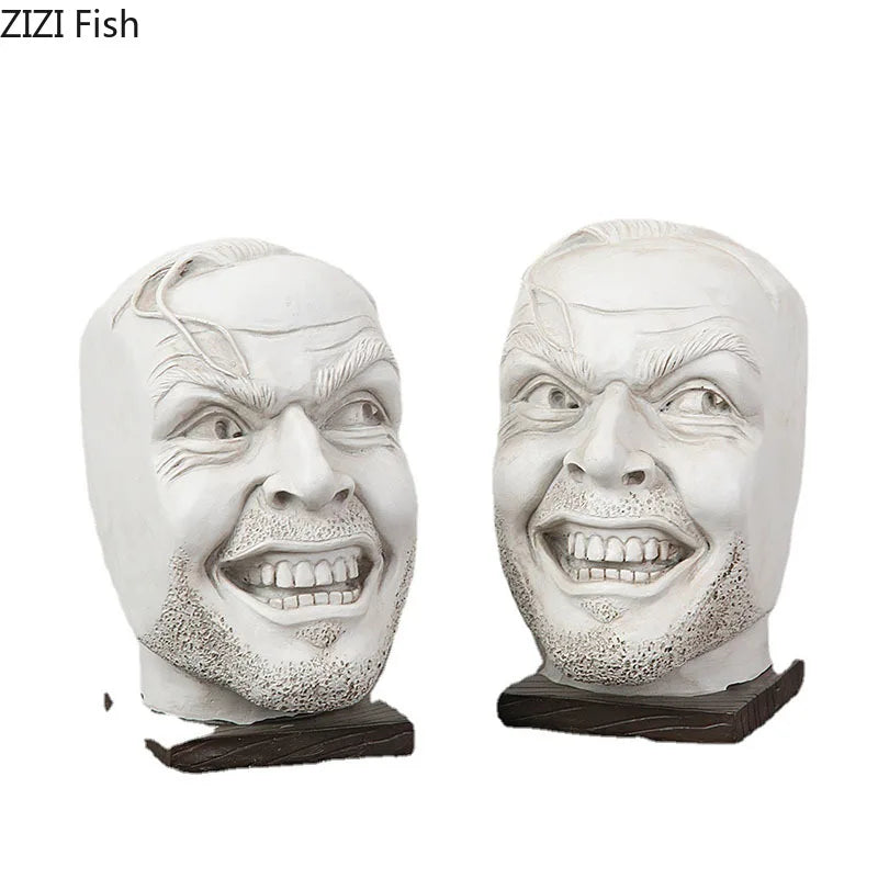 Afralia™ Ferocious Face Figures Bookends - Modern Resin Sculpture Ornaments