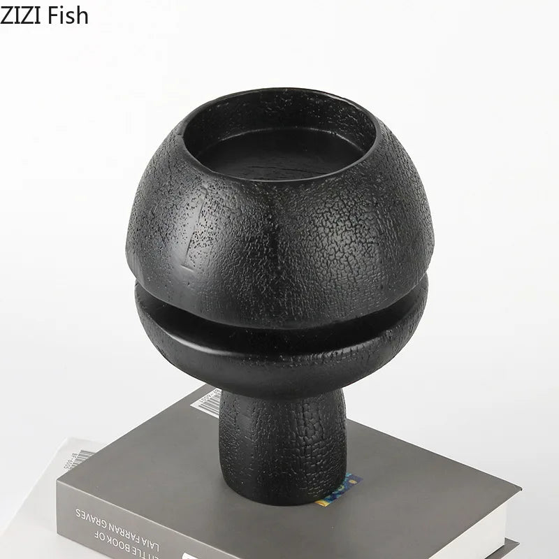 Afralia™ Black Spherical Resin Sculpture Desk Decoration Abstract Art Aesthetic Ornament