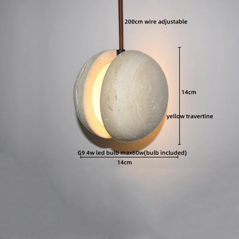 Afralia™ Travertine LED Pendant Lights: Natural Stone Creative Design for Living Room & Bedroom