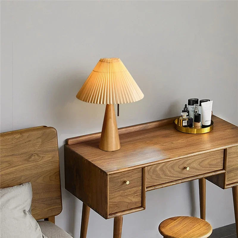 Afralia™ Nordic Retro Wooden Desk Lamp LED E27 for Bedroom Home Decoration