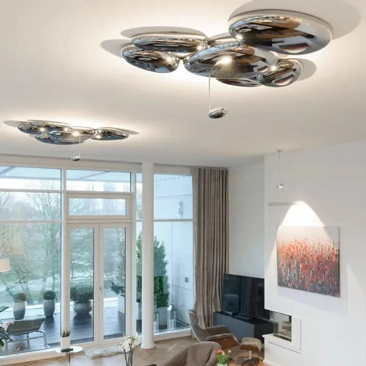 Afralia™ Chrome LED Ceiling Lamp for Home Decoration, Living Room, Dining Room, Bedroom, Cafe