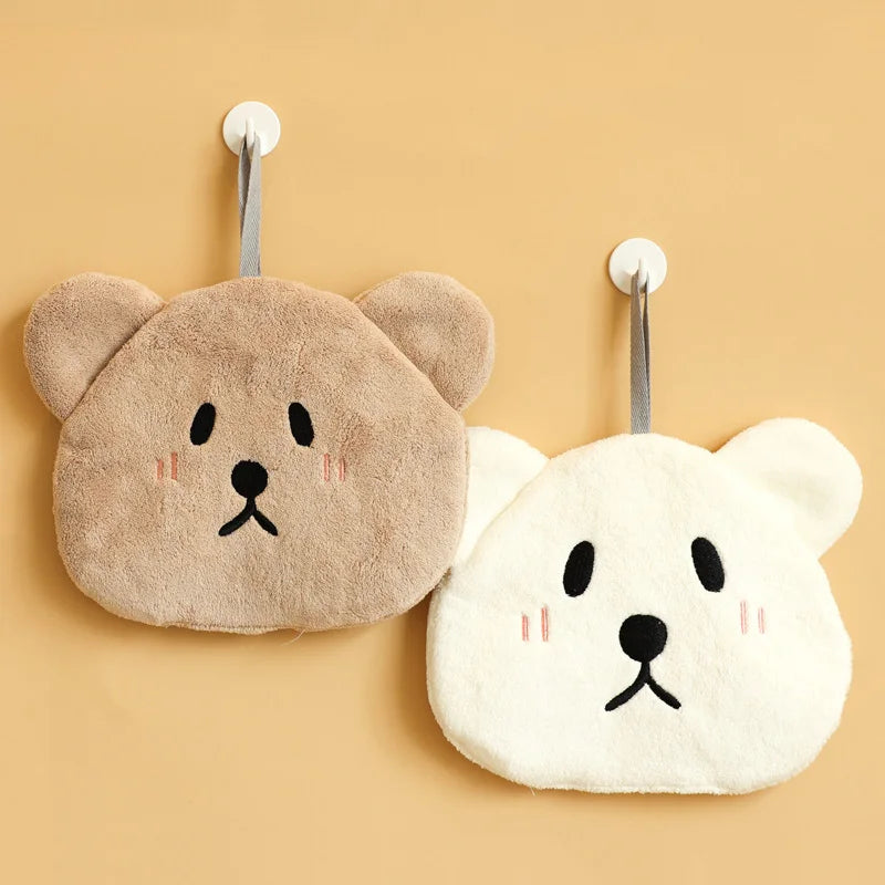 Afralia™ Kids Bear Hand Towel: Soft Coral Velvet Absorbent Cleaning Cloth