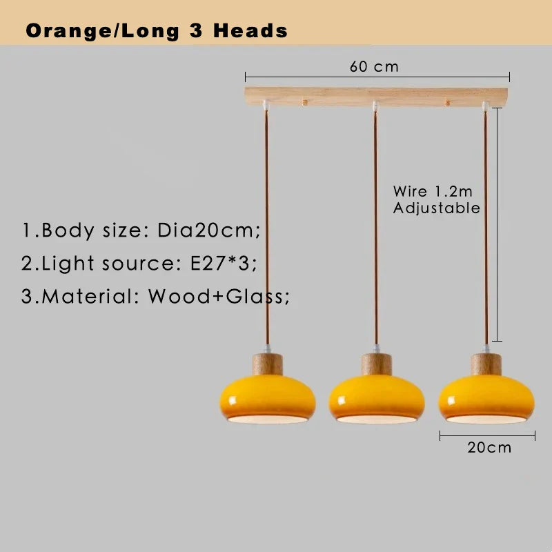 Afralia™ Orange Glass LED Pendant Light Fixture for Home Indoor Living Spaces