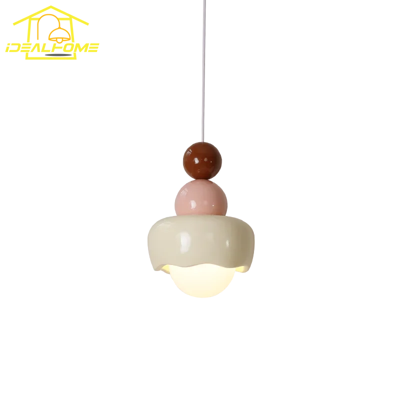 Afralia™ Cream Wind Resin/Glass Pendant Lights: Modern LED E27 Hanging Lamp for Bedroom, Bar, Kids Room