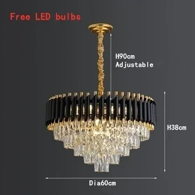 Afralia™ Black Crystal Chandelier: Modern Luxury LED Lighting for Living Room, Bedroom