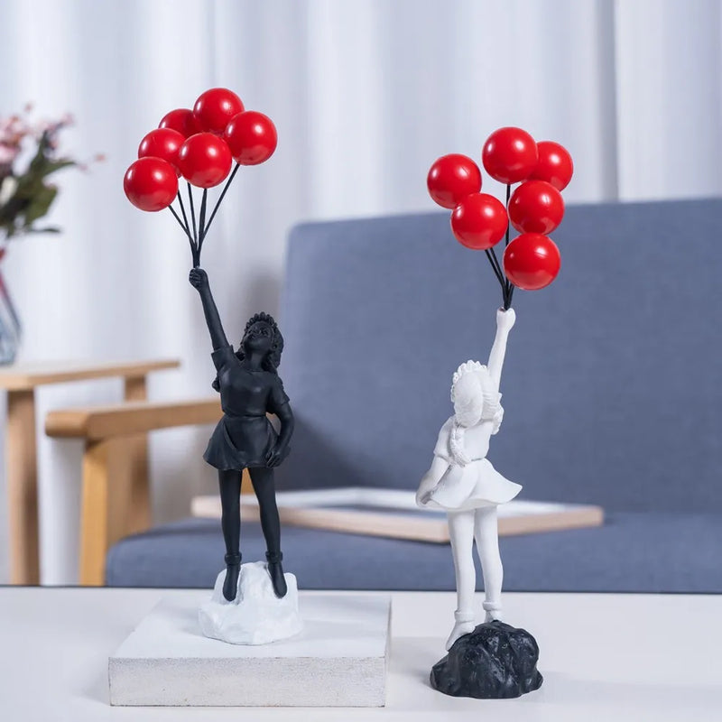 Afralia™ Banksy Girl Balloon Sculpture Figure for Modern Interior Decor