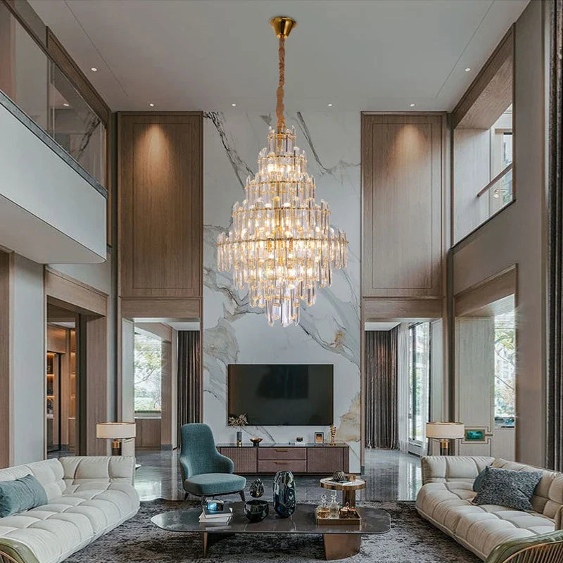 Afralia™ Luxury Dimmable LED Round Chandelier for Home Decor & Stair Lights