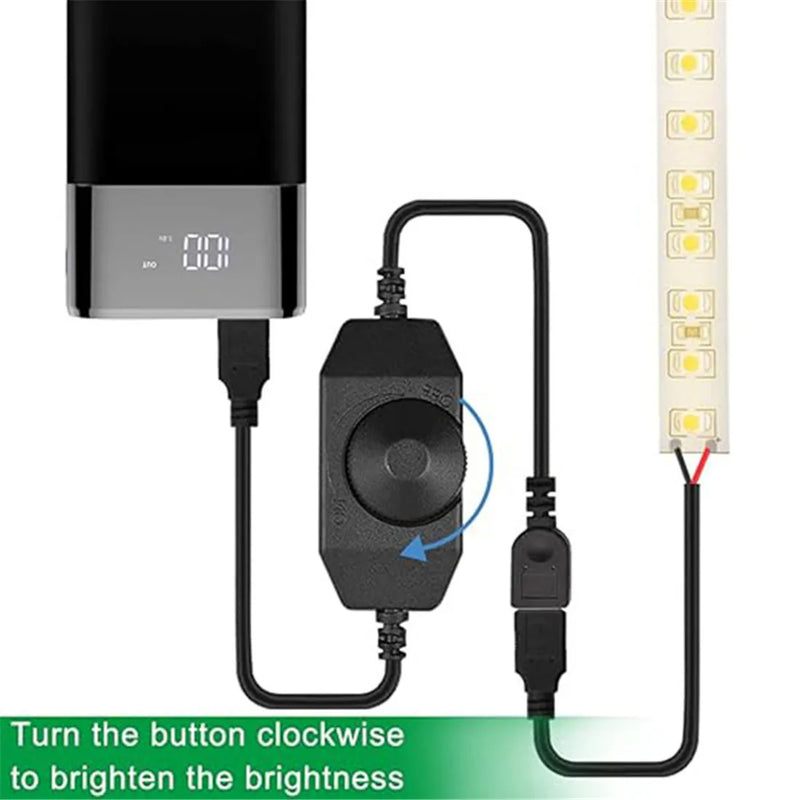 Afralia™ LED Strip Lights Dimmer Switch USB Cable with Rotary/Touch Controller