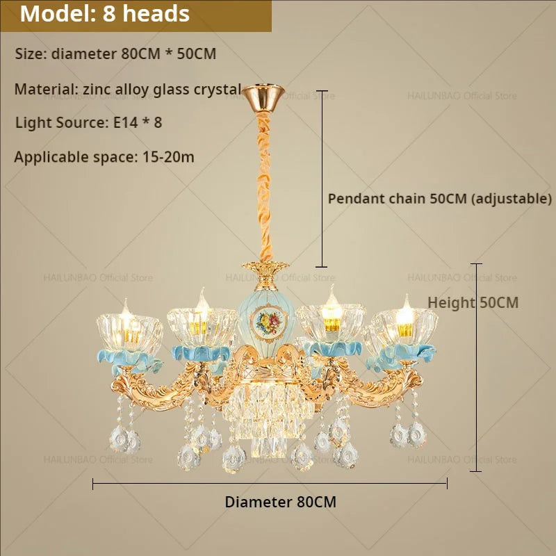 Afralia™ Crystal Chandelier: Chinese Ceramic Living Room Luxe Lighting