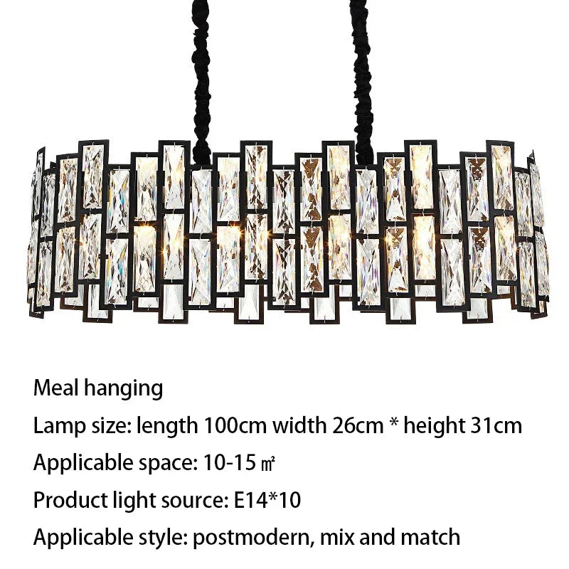 Afralia™ Modern Black Crystal LED Pendant Light for Dining Room and Bedroom