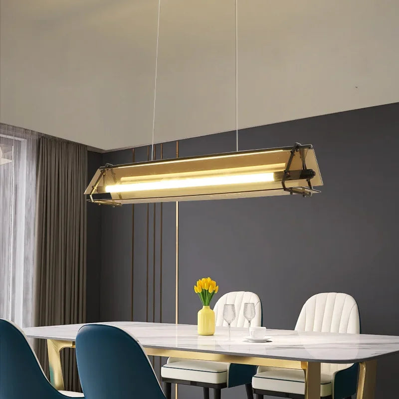 Afralia™ Amber LED Pendant Lamp Modern Glass Dining Table Kitchen Fixture