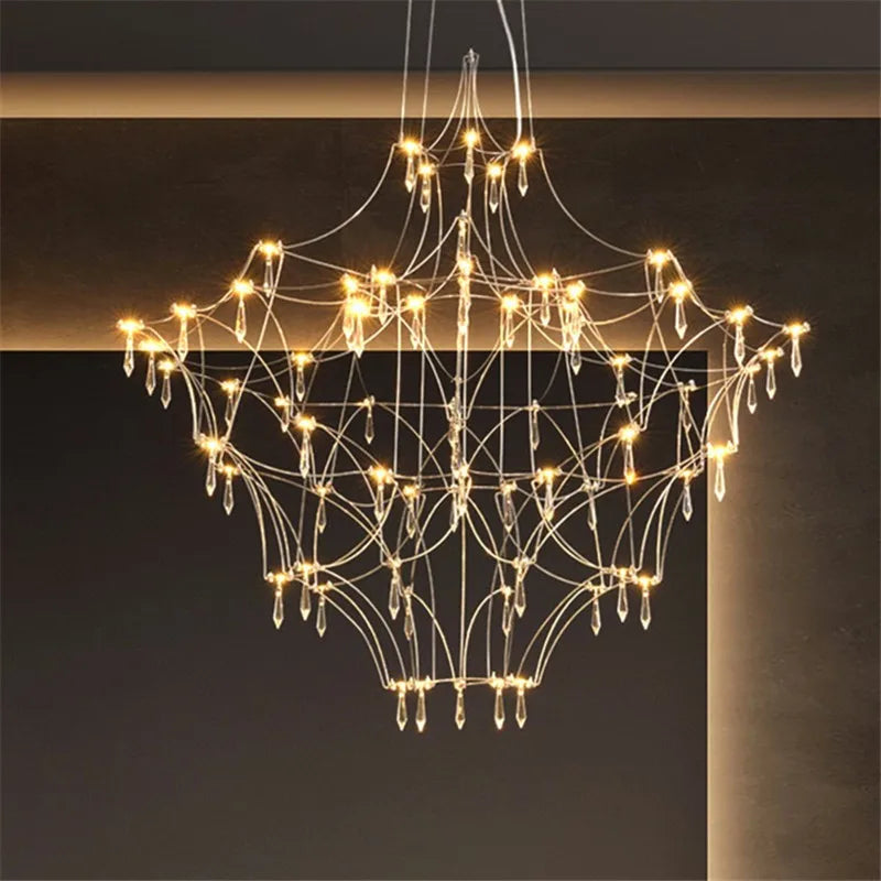 Afralia™ Golden Lustre Crystal Chandelier for Living Dining Bedroom LED Lights