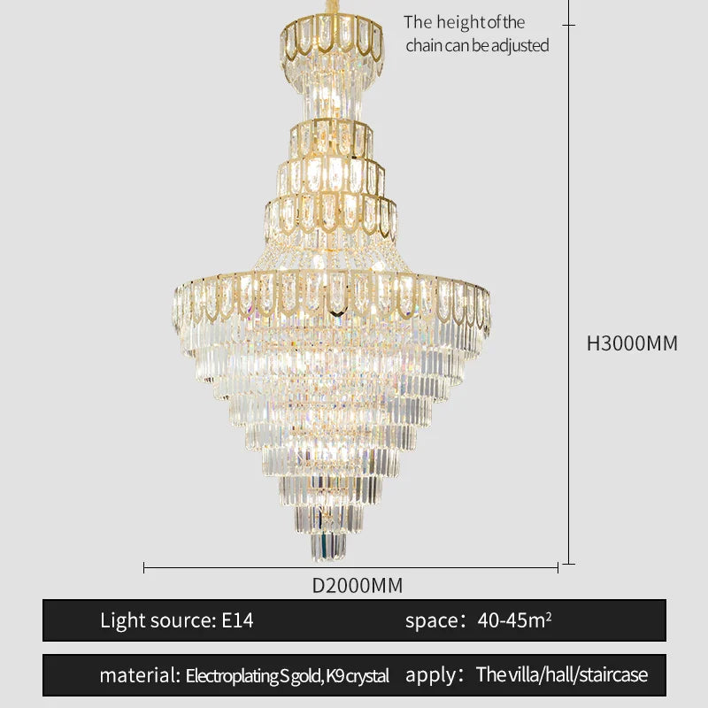 Afralia™ Modern Crystal Loft Chandelier for Luxury Attic Living Room