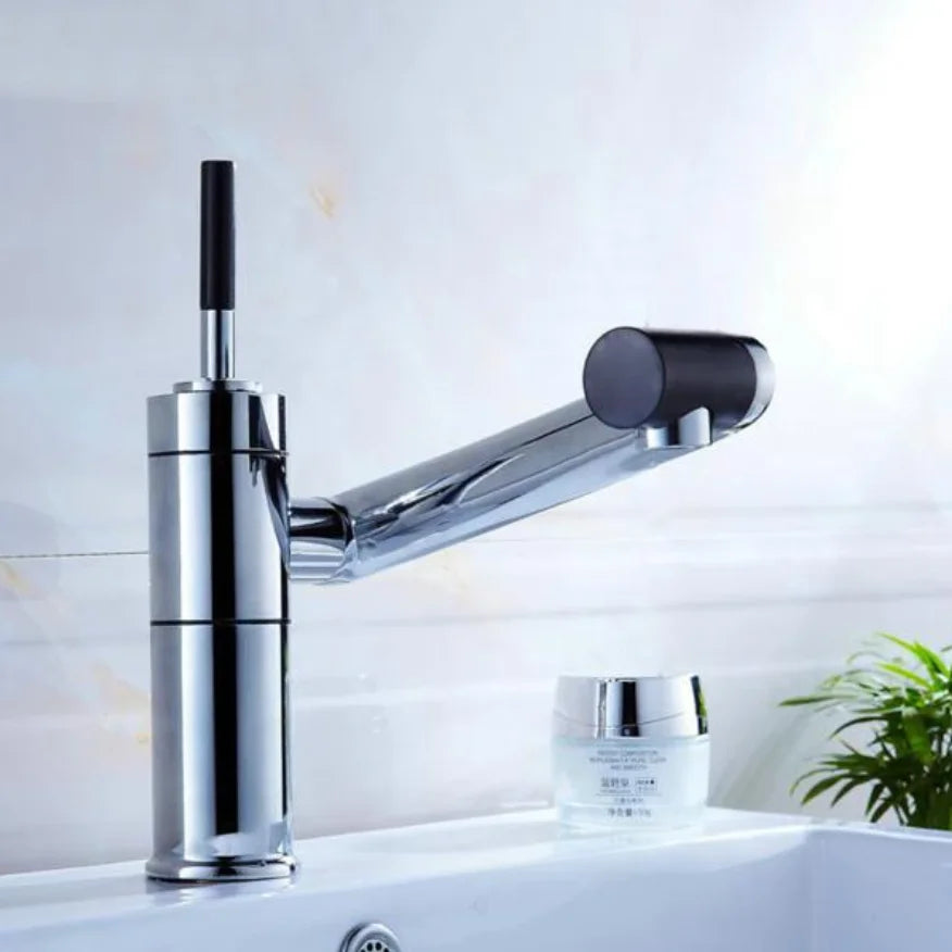 Afralia™ Chrome Finish Lucky Cat Style Bathroom Faucet with 360° Rotate Spout