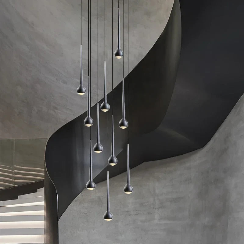 Afralia™ Water Drop Pendant Chandelier for Modern Luxury Staircase Decor