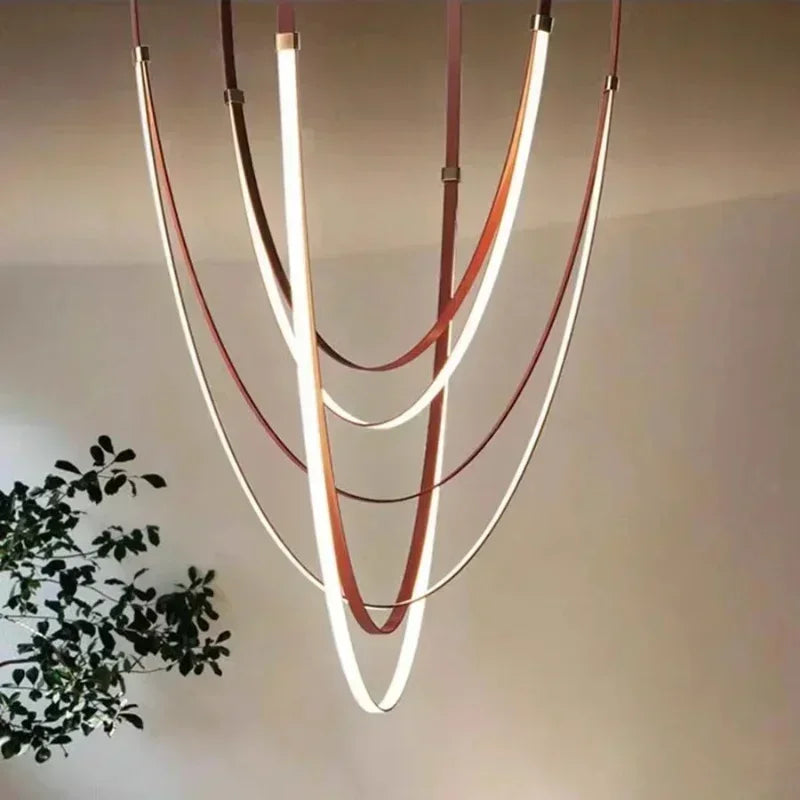 Afralia™ Nordic Belt LED Pendant Lights for Kitchen Island Living Room Chandelier